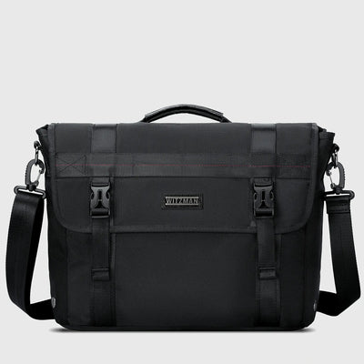 WITZMAN 20L nylon messenger bag for men with classic flap and dual buckle closures