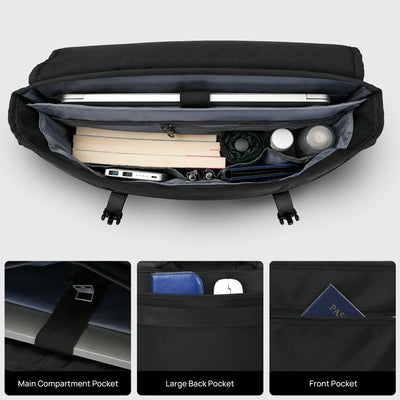 Large laptop messenger bag for men with 15.6 inch laptop compartment and organized interior
