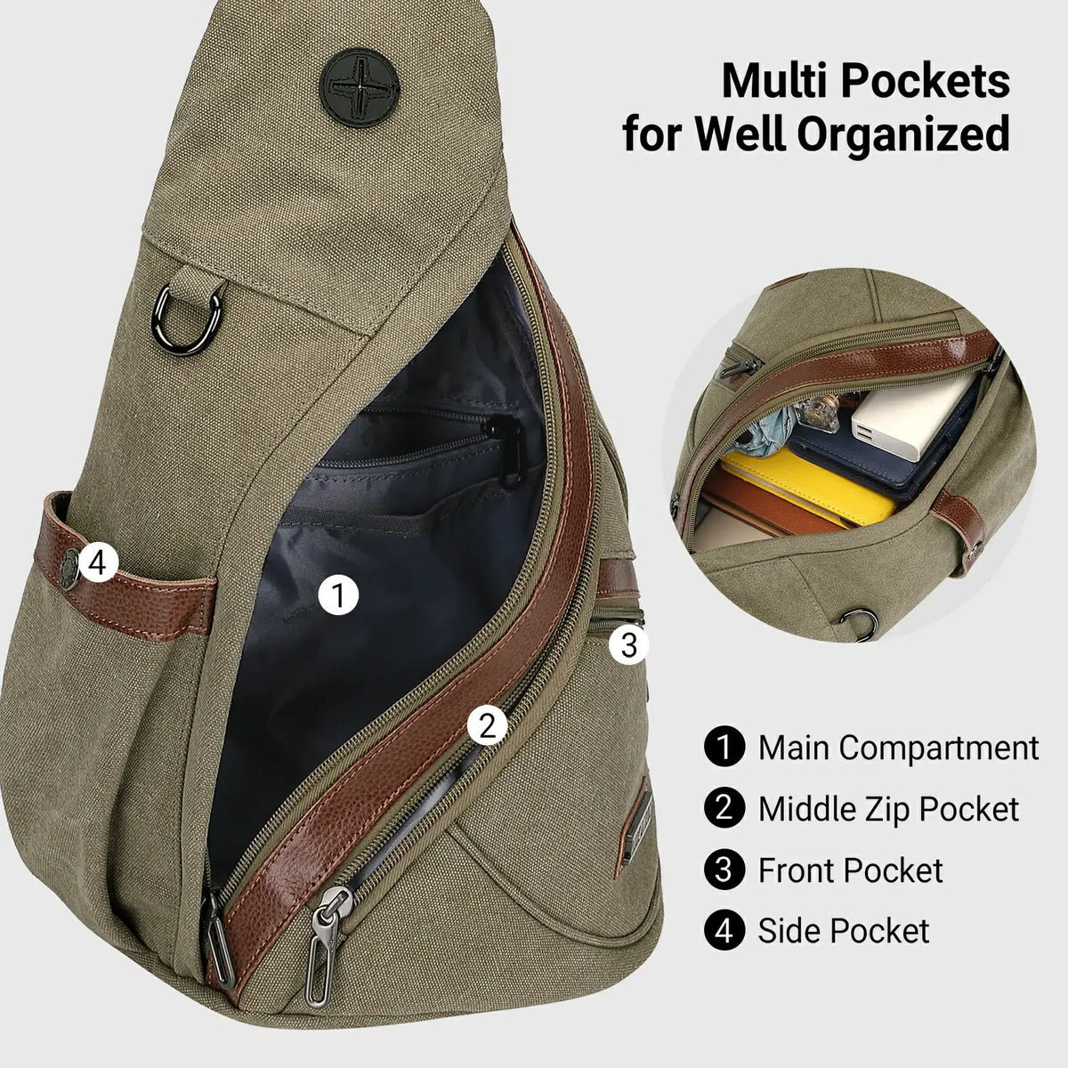 WITZMAN A8003 canvas sling bag product view 23