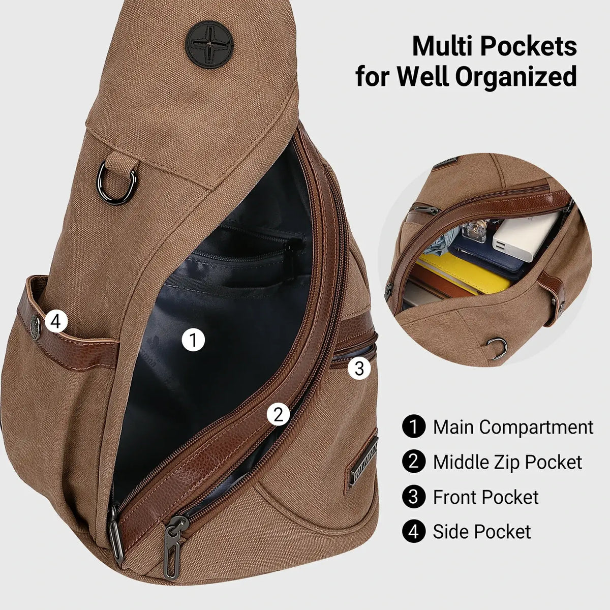 WITZMAN A8003 canvas sling bag product view 13