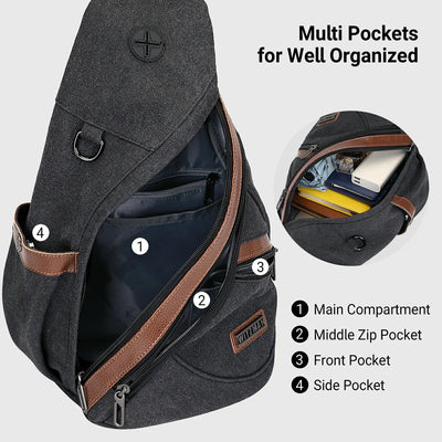 WITZMAN A8003 canvas sling bag product view 6