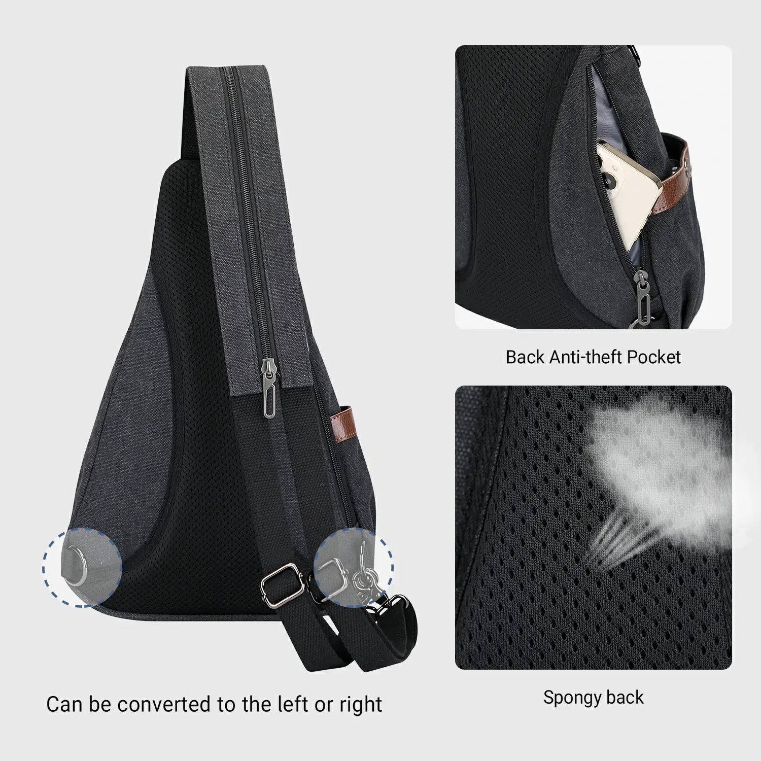 WITZMAN A8003 canvas sling bag product view 7