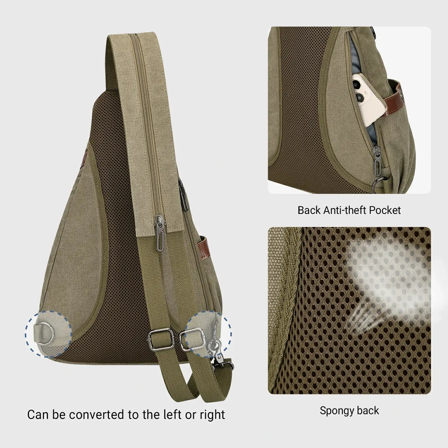 WITZMAN A8003 canvas sling bag product view 24