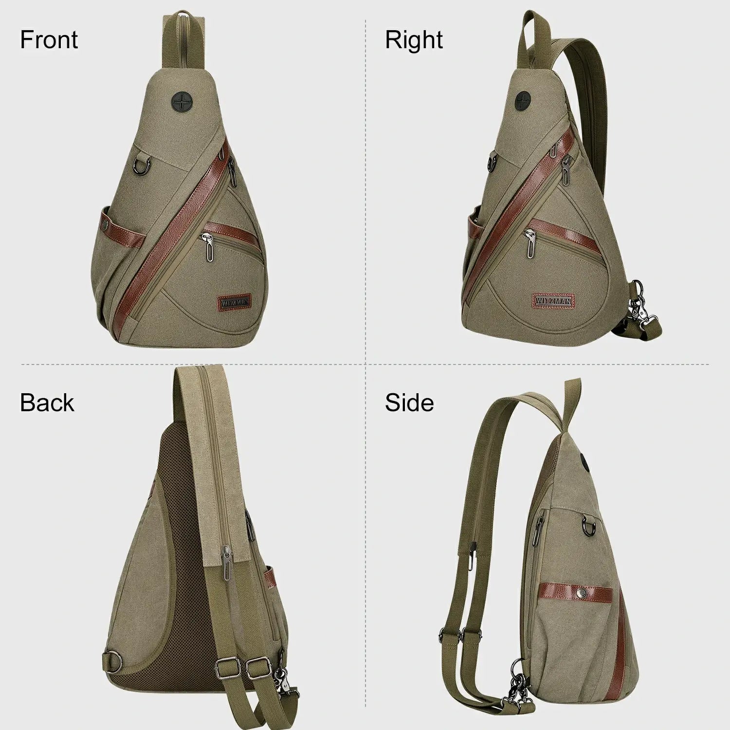 WITZMAN A8003 canvas sling bag product view 25
