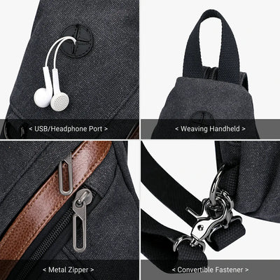 WITZMAN A8003 canvas sling bag product view 8