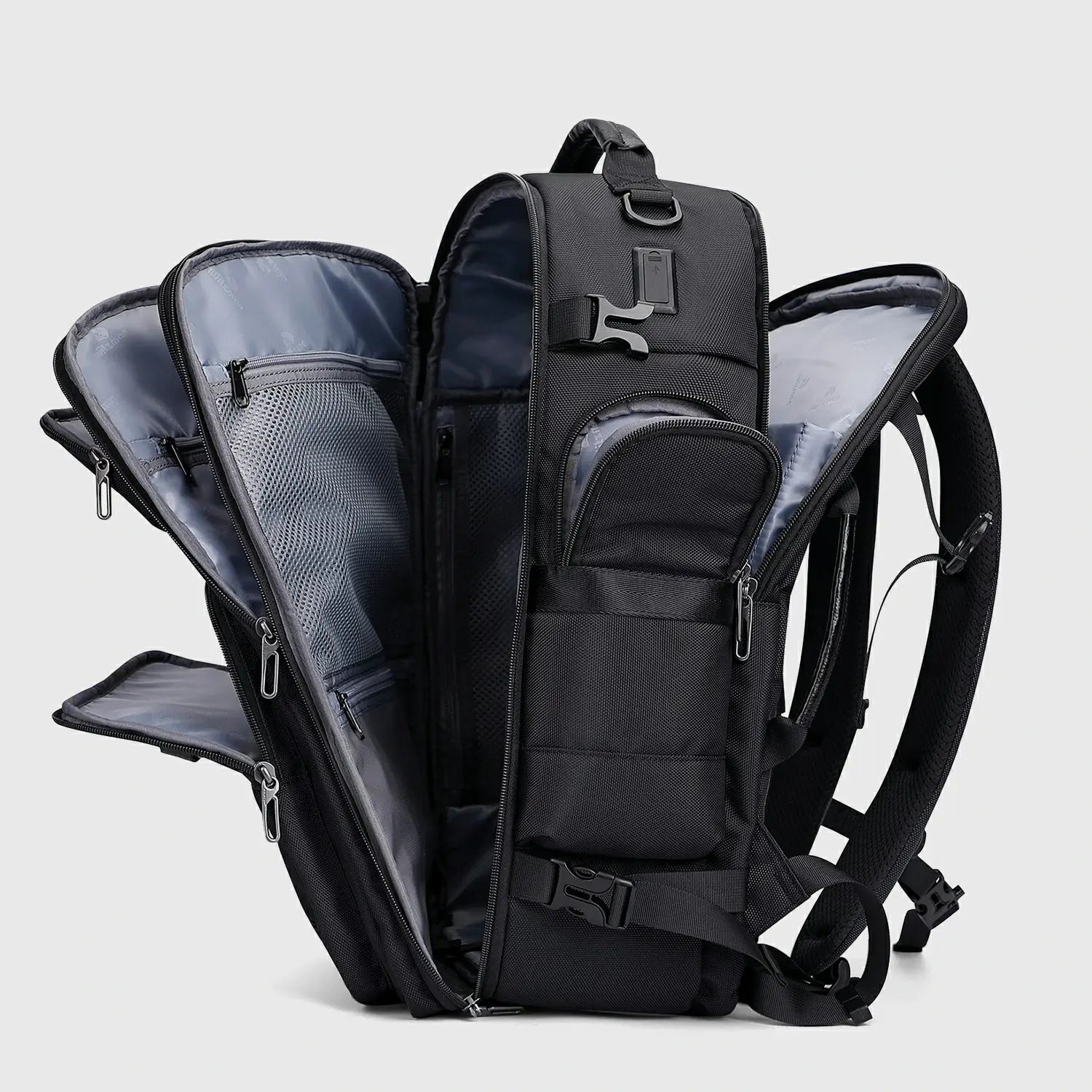 WITZMAN B737 40L Nylon Carry-On Travel Backpack for Men Black