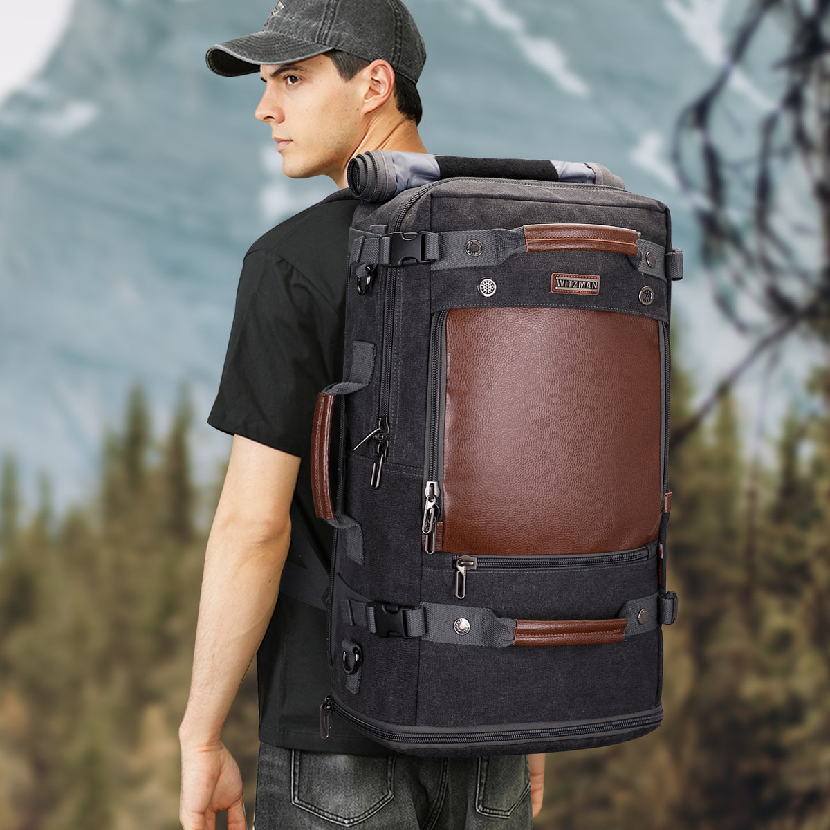 Carry on Travel Backpack for Men Canvas Luggage Backpack | WITZMAN