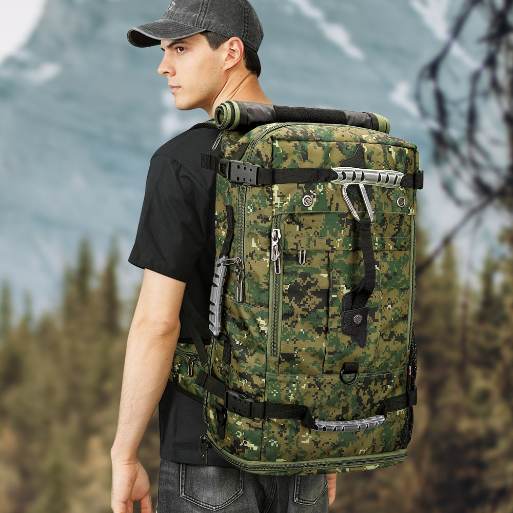 #Color_Camo Green Nylon Travel Backpack