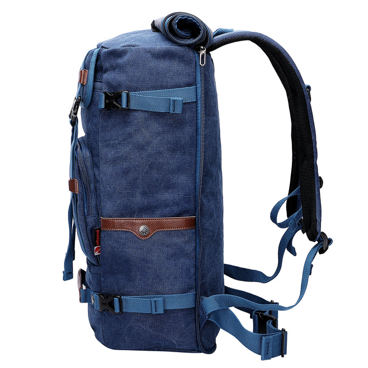 #Color_Classic Blue Canvas Travel Backpacks