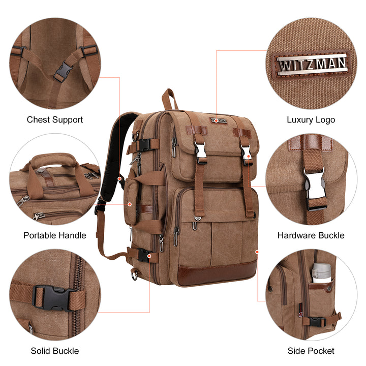 #Color_Brown Canvas Travel Backpacks