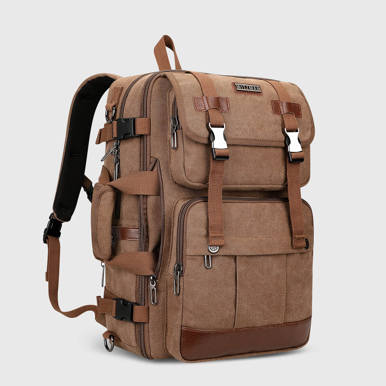Black Canvas Travel Backpacks a6617-3 #color_brown