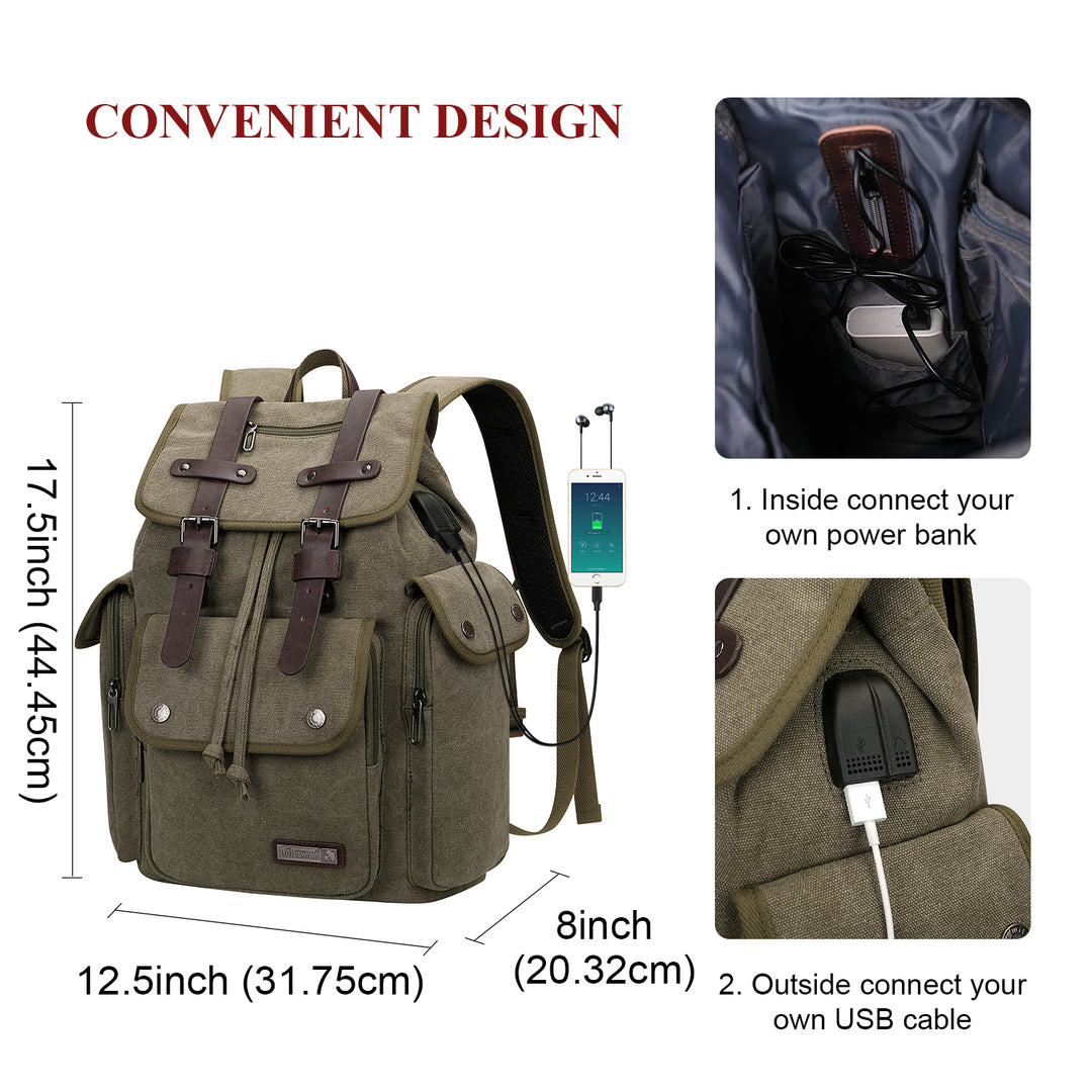 #Color_Army Green Canvas Travel Backpacks