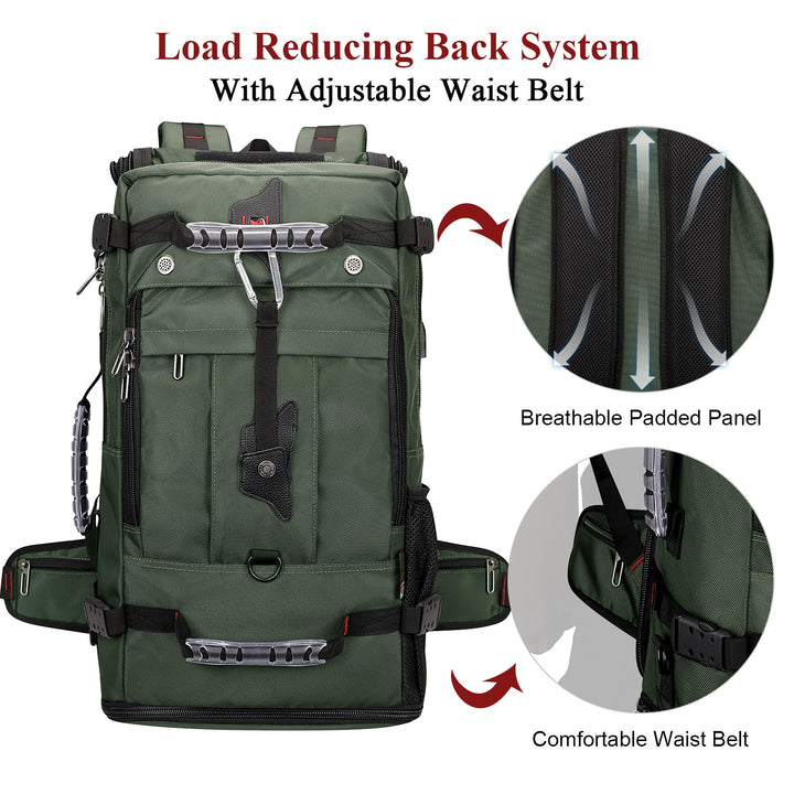 #Color_Army Green Black Nylon Travel Backpack