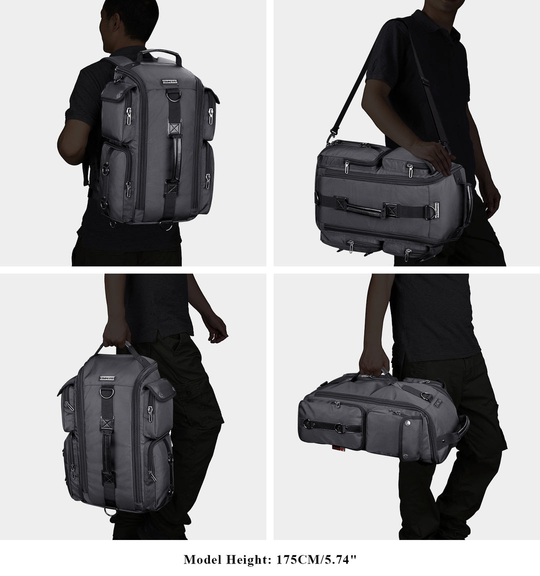 #Color_Silvery Grey Nylon Travel Backpack