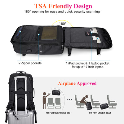 Black Nylon Travel Laptop Backpack B686 WITZMAN