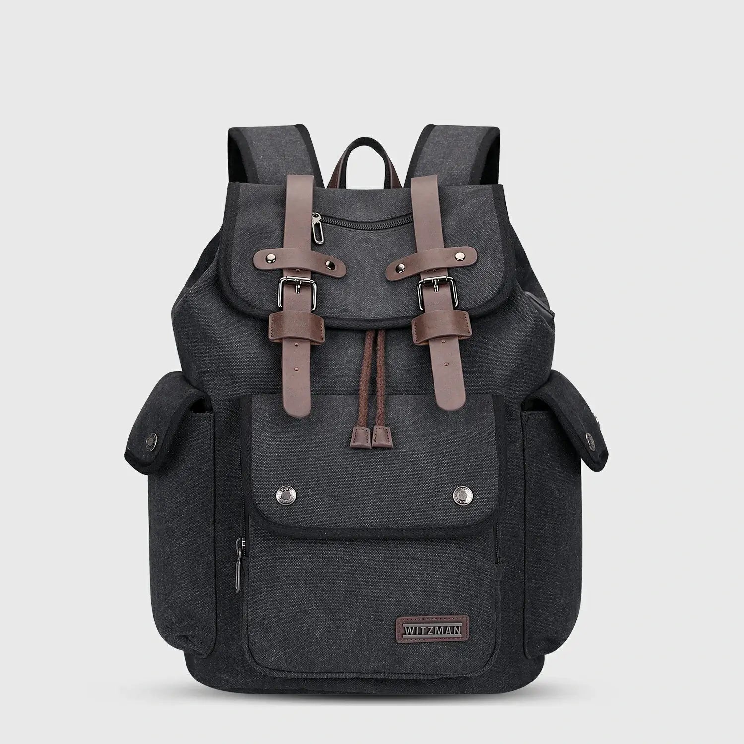 Classic Black WITZMAN A8004-2 canvas travel backpack product view
