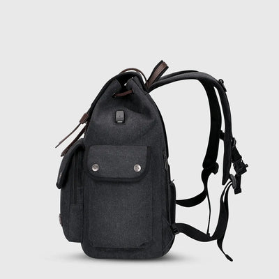 Canvas Travel Backpack with Drawstring & USB Port A8004-2