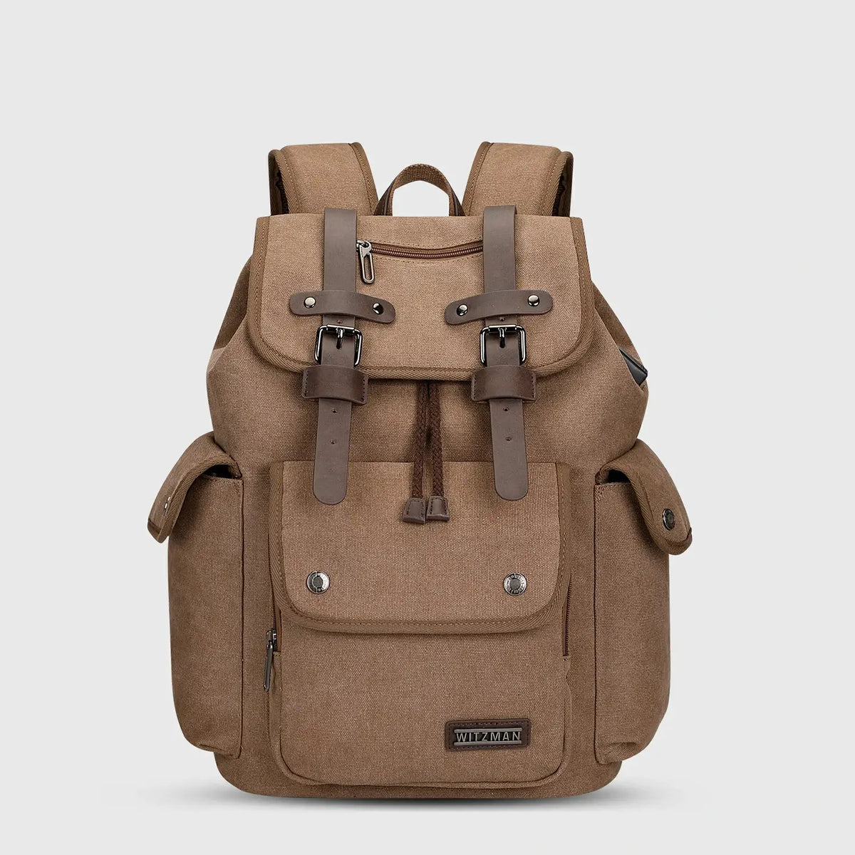 Brown WITZMAN A8004-2 canvas travel backpack product view