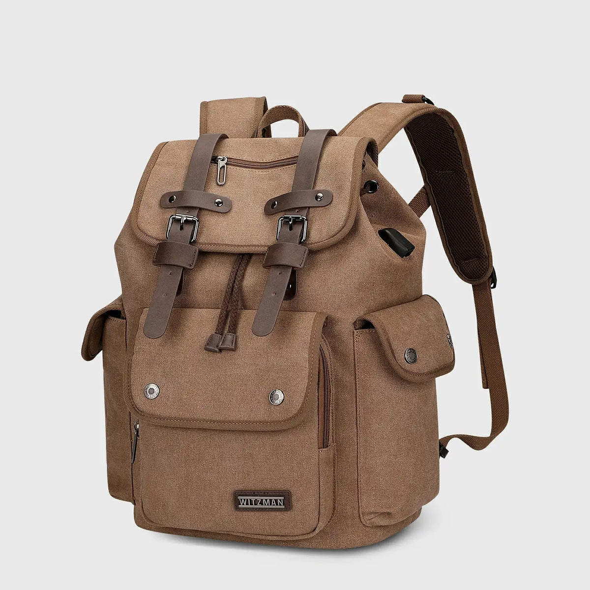 WITZMAN A8004-2 canvas travel backpack product view 20