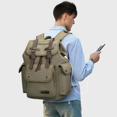 WITZMAN A8004-2 canvas travel backpack product view 18