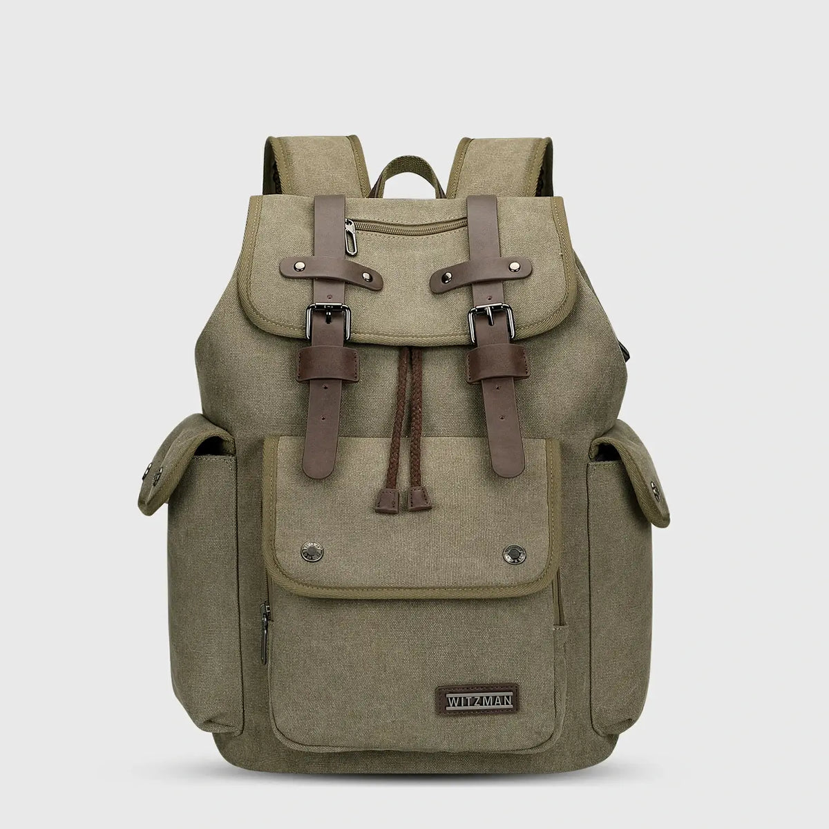 Green WITZMAN A8004-2 canvas travel backpack product view