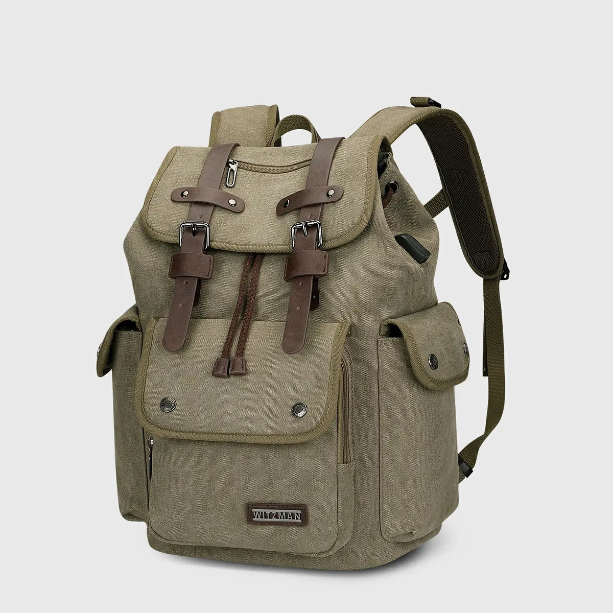 WITZMAN A8004-2 canvas travel backpack product view 11
