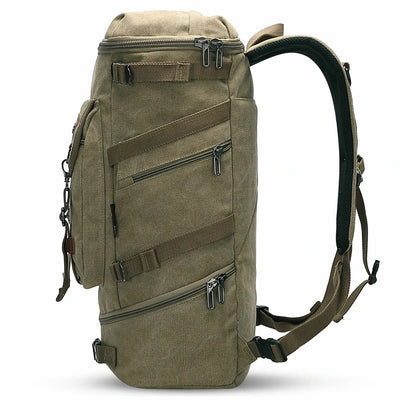 Vintage canvas travel backpack with shoe compartment and laptop sleeve – carry-on size a568-2 green