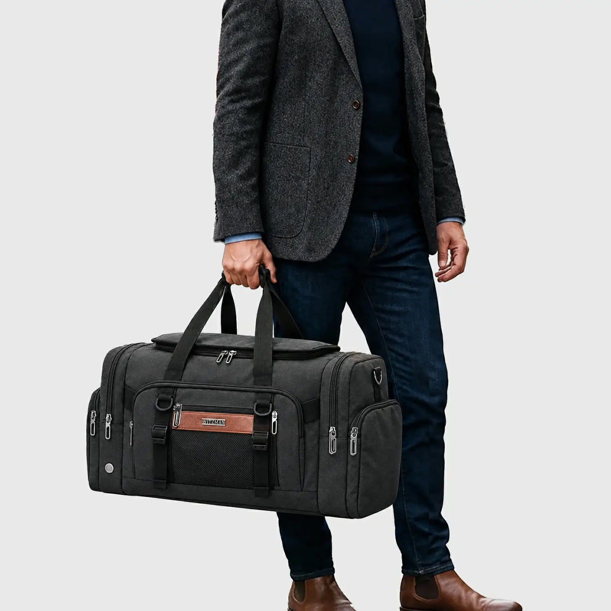 55L Canvas Duffle Bag for Men with Shoe Compartment A8032