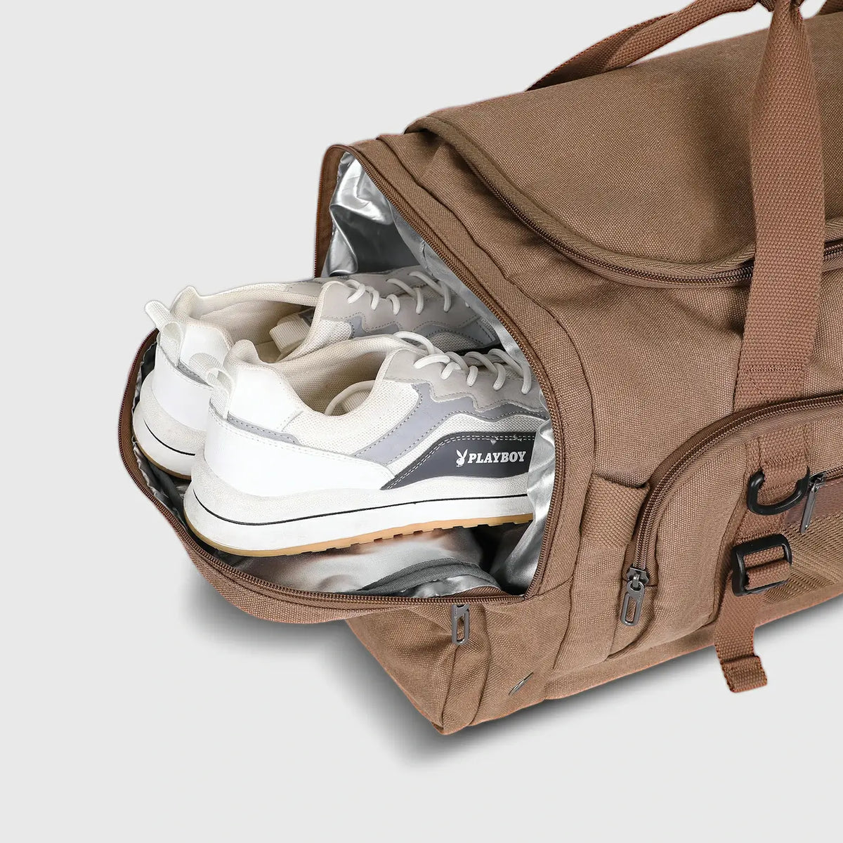 55L Canvas Duffle Bag for Men with Shoe Compartment A8032