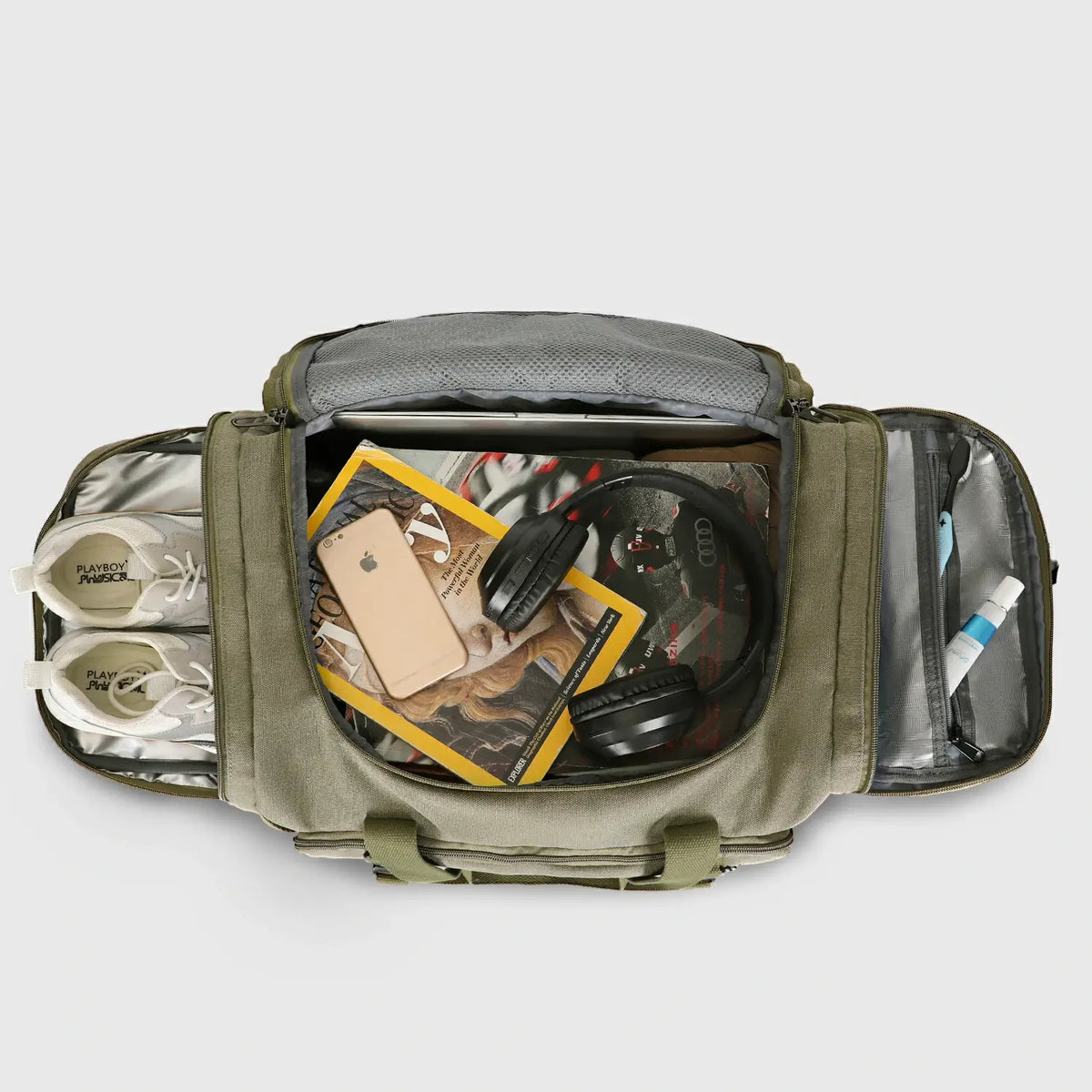 55L Canvas Duffle Bag for Men with Shoe Compartment A8032