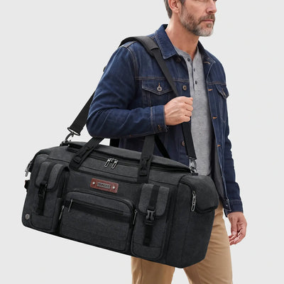 Canvas Duffle Bag with Shoe & Wet/Dry Compartments - A8035