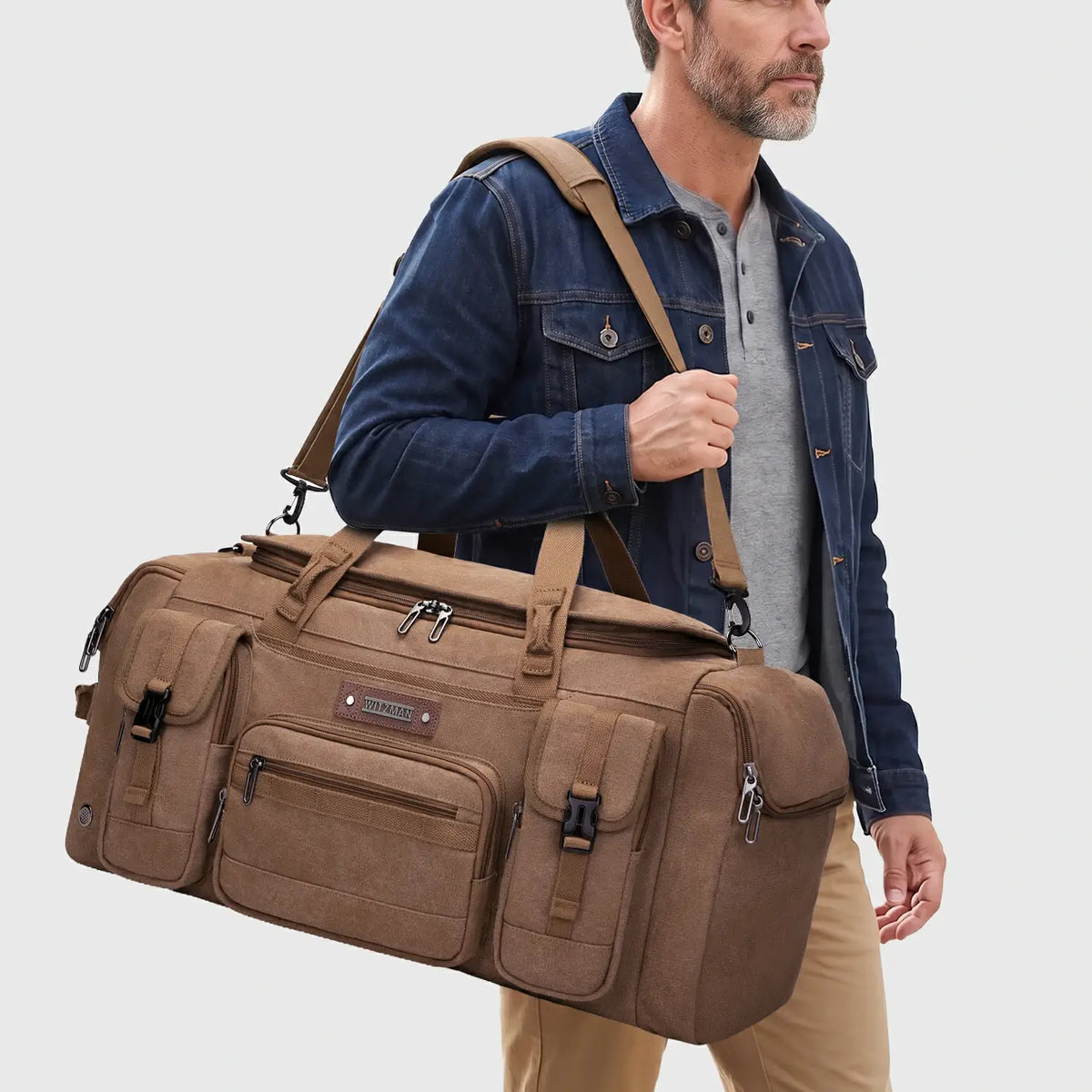 Canvas Duffle Bag with Shoe & Wet/Dry Compartments - A8035