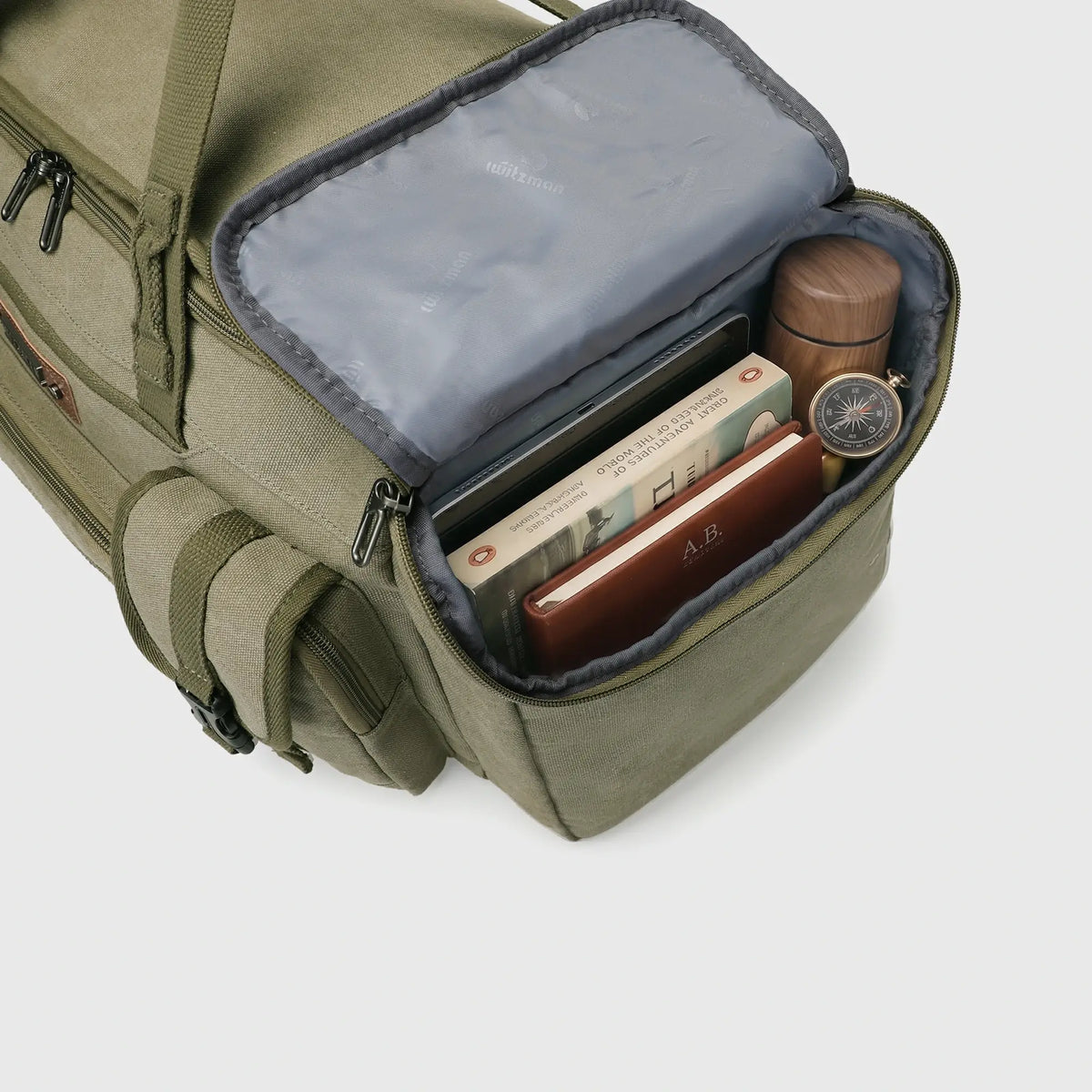 Canvas Duffle Bag with Shoe & Wet/Dry Compartments - A8035