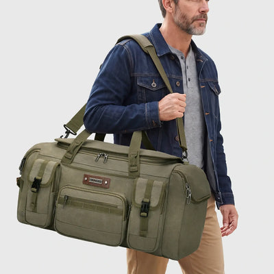 Canvas Duffle Bag with Shoe & Wet/Dry Compartments - A8035