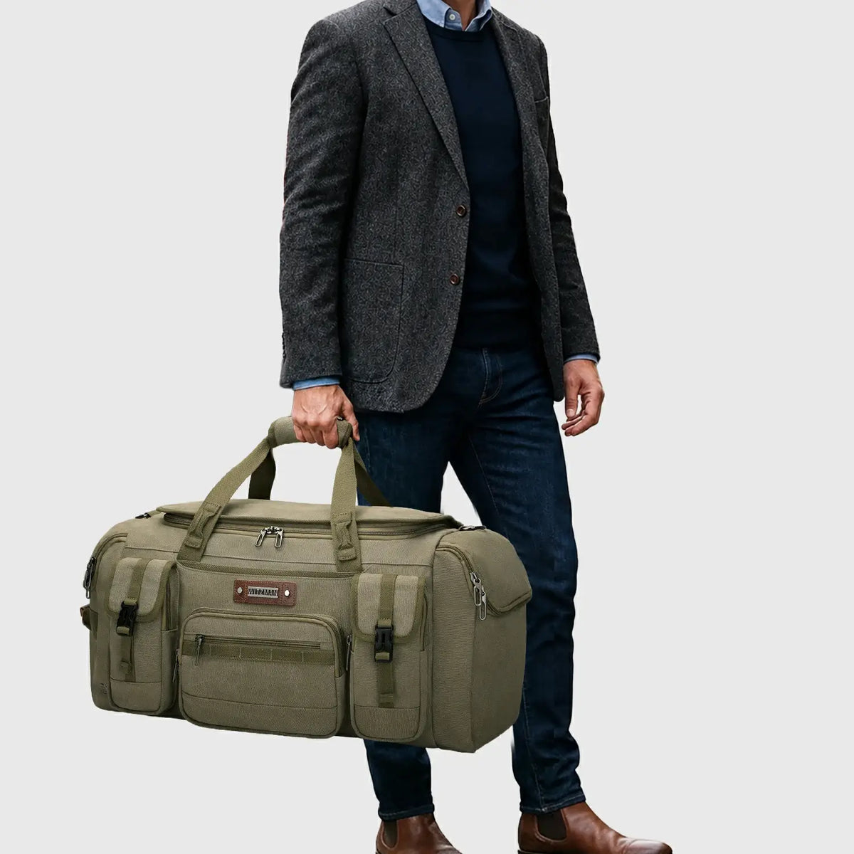 Canvas Duffle Bag with Shoe & Wet/Dry Compartments - A8035