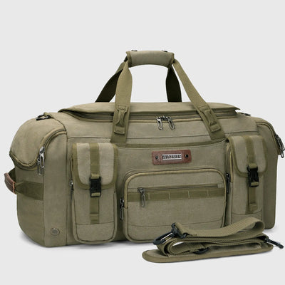 Canvas Duffle Bag with Shoe & Wet/Dry Compartments - A8035