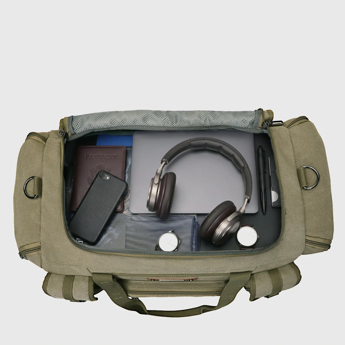 Canvas Duffle Bag with Shoe & Wet/Dry Compartments - A8035
