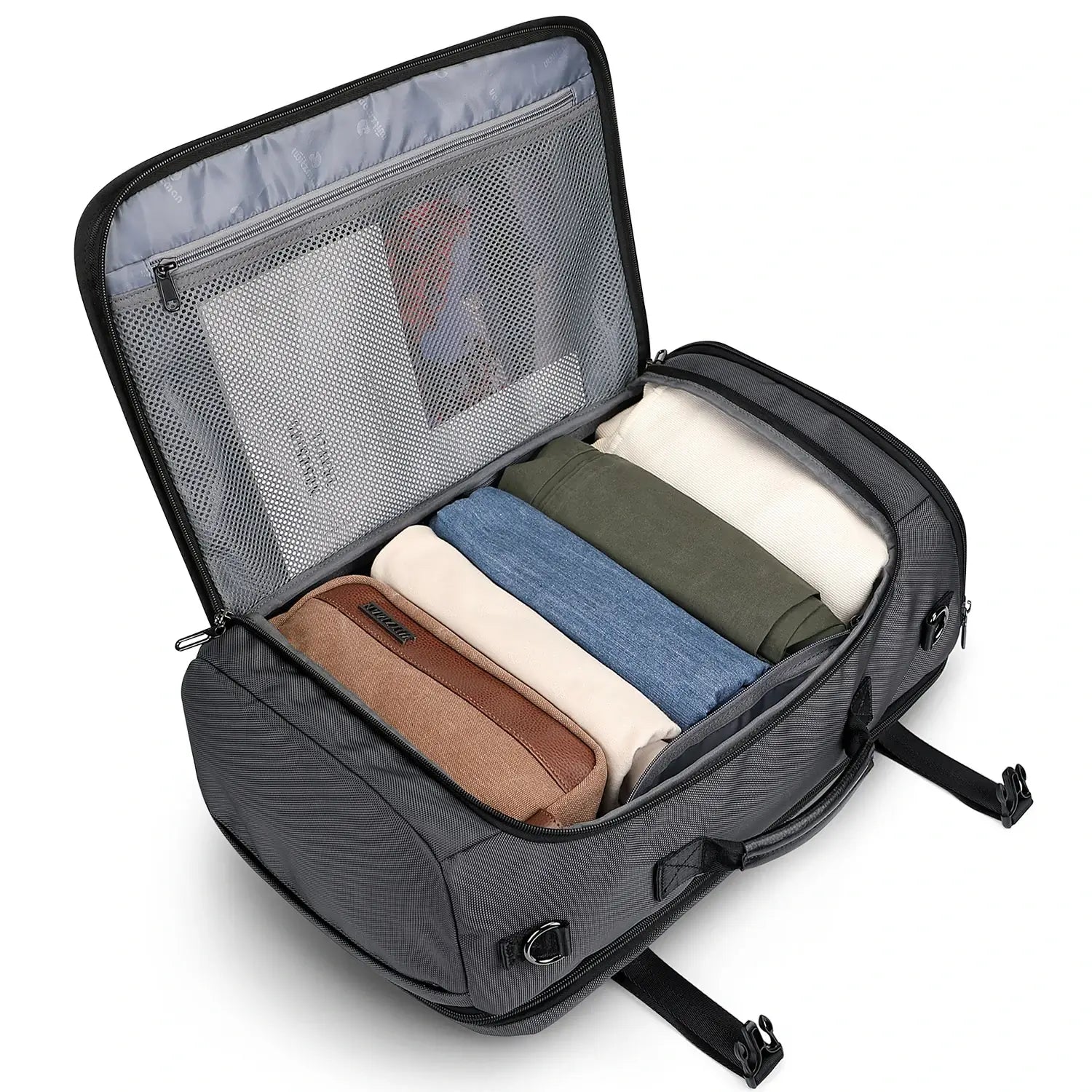 WITZMAN 35L sliver grey travel backpack for men nylon bag main compartment