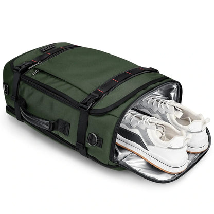 WITZMAN 35L army green travel backpack for men nylon carry on bag shoe compartment