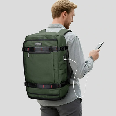 WITZMAN 35L army green travel backpack for men nylon carry on bag usb port