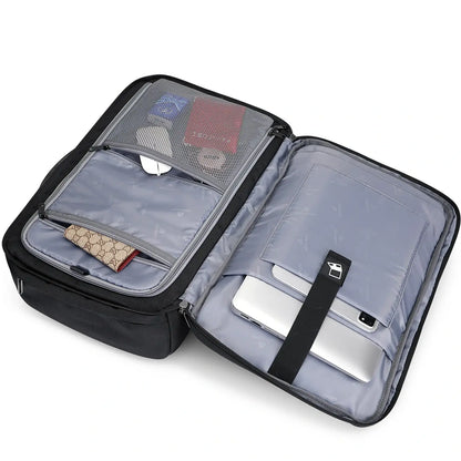 WITZMAN 35L black travel backpack for men nylon bag laptop compartment