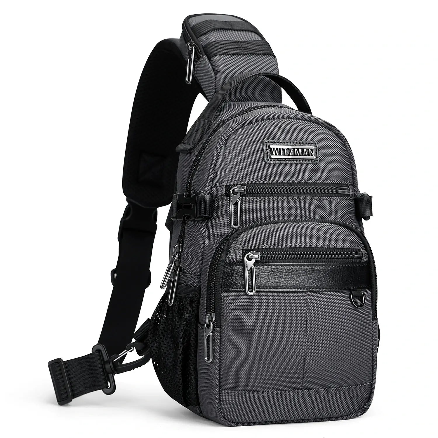 Borsa a Tracolla da Uomo in Nylon con Multitasche e Tasca sullo Spallaccio B734