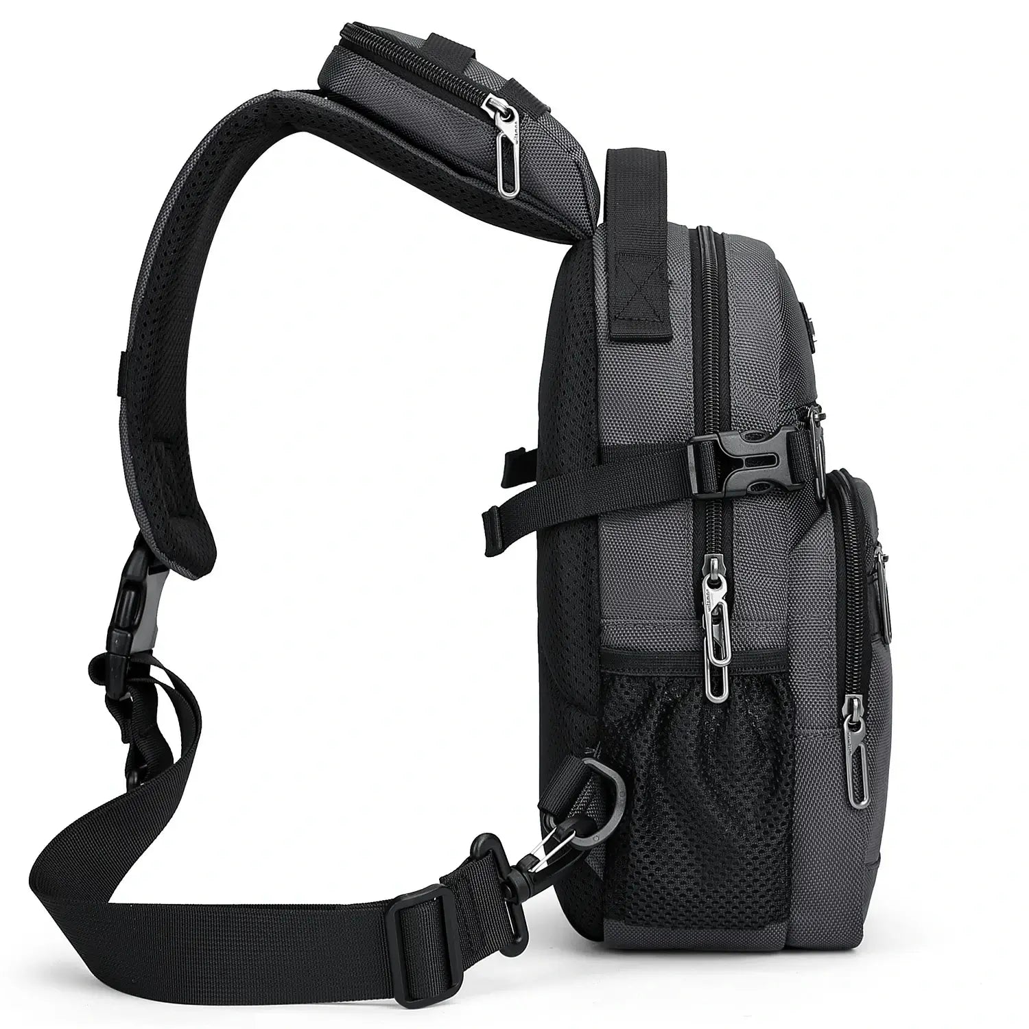 Borsa a Tracolla da Uomo in Nylon con Multitasche e Tasca sullo Spallaccio B734