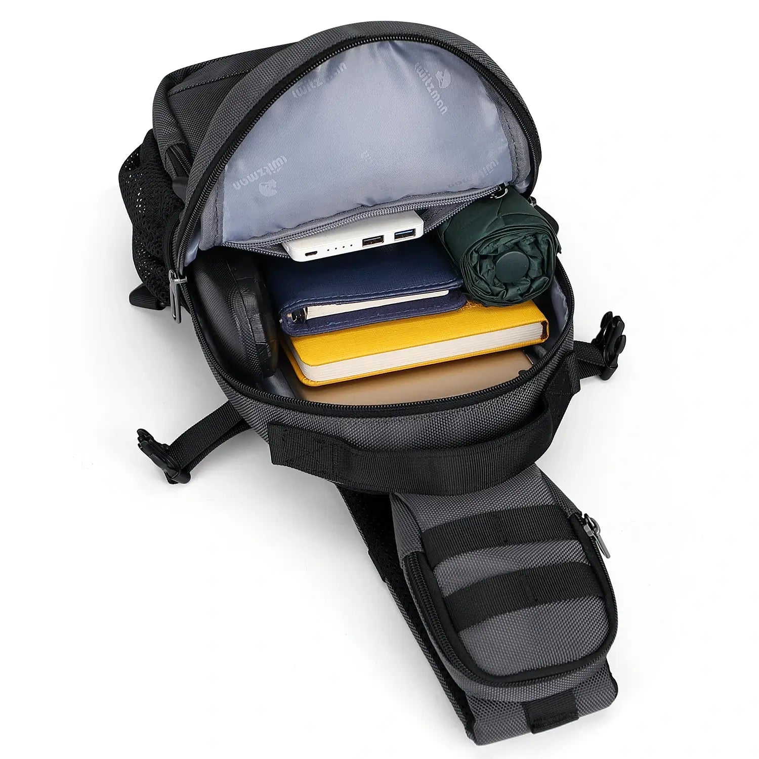 Borsa a Tracolla da Uomo in Nylon con Multitasche e Tasca sullo Spallaccio B734