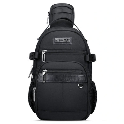 Borsa a Tracolla da Uomo in Nylon con Multitasche e Tasca sullo Spallaccio B734