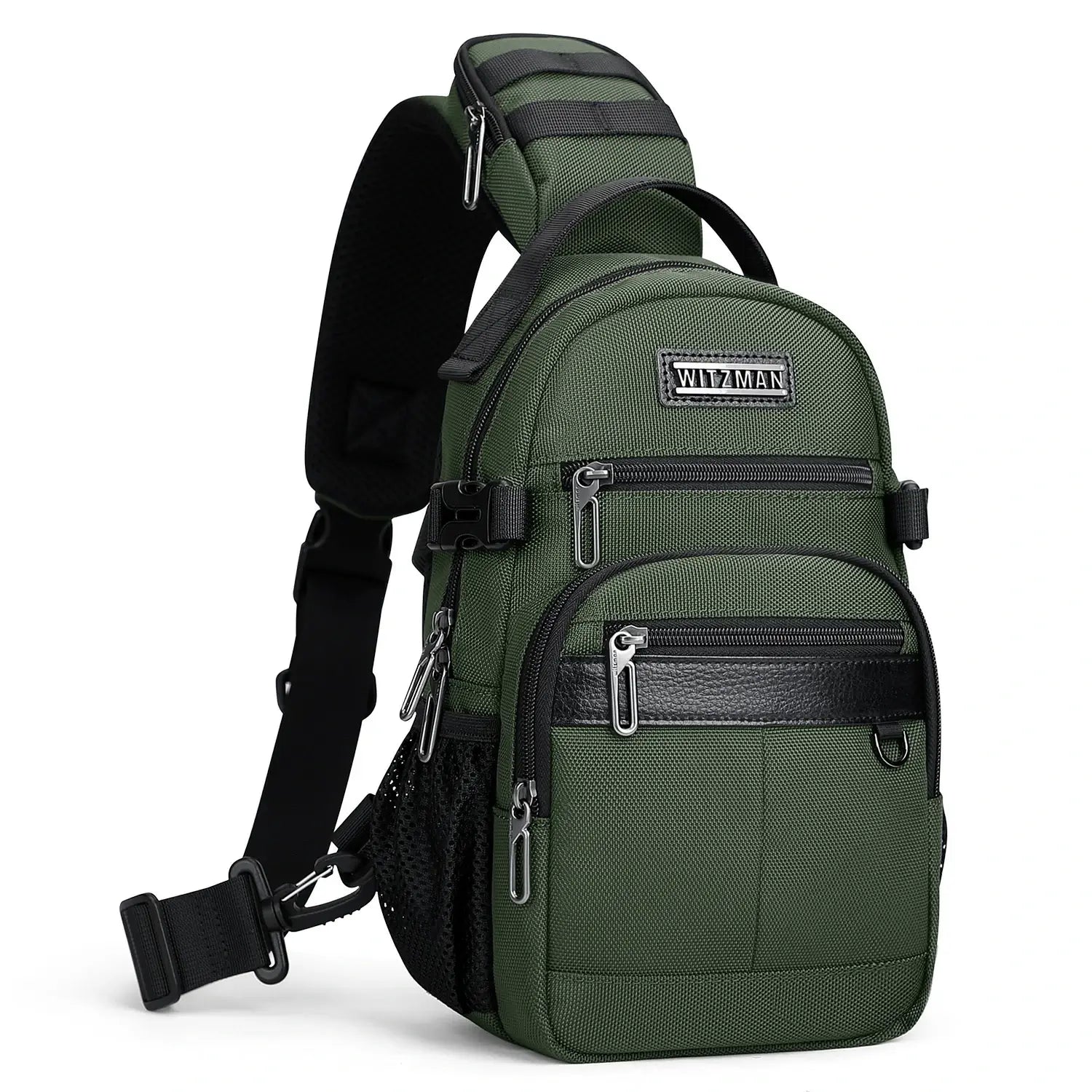 Borsa a Tracolla da Uomo in Nylon con Multitasche e Tasca sullo Spallaccio B734