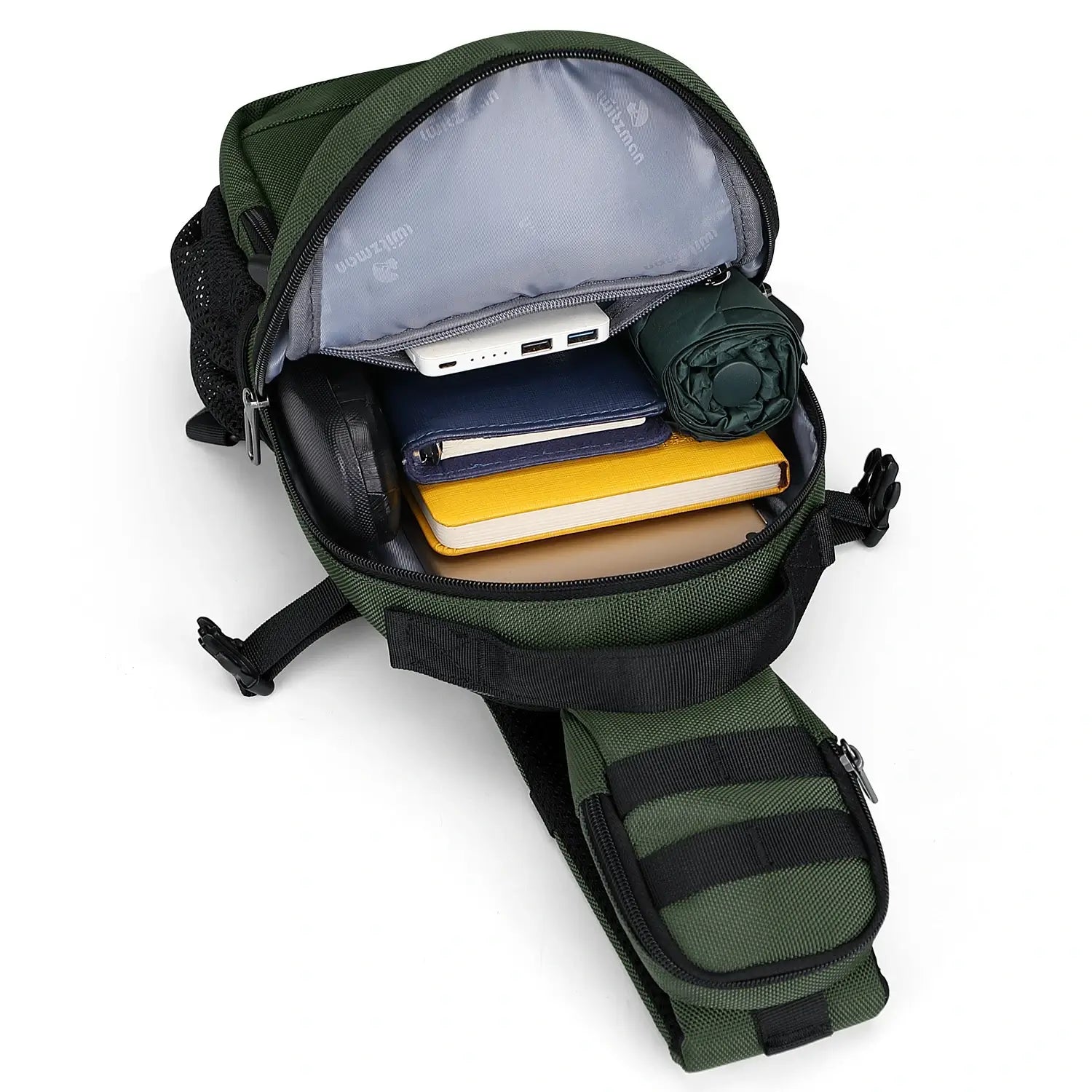 Borsa a Tracolla da Uomo in Nylon con Multitasche e Tasca sullo Spallaccio B734