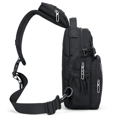 Borsa a Tracolla da Uomo in Nylon con Multitasche e Tasca sullo Spallaccio B734