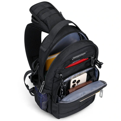 Borsa a Tracolla da Uomo in Nylon con Multitasche e Tasca sullo Spallaccio B734