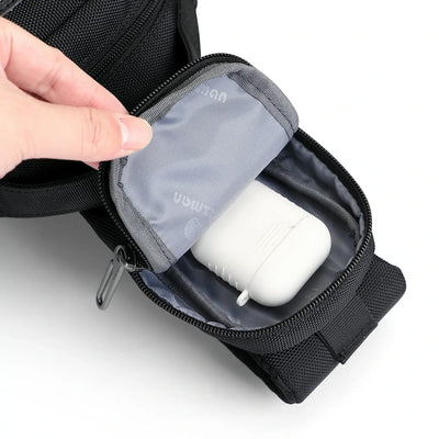 Borsa a Tracolla da Uomo in Nylon con Multitasche e Tasca sullo Spallaccio B734